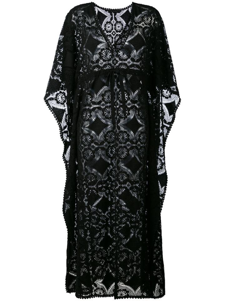 Celia Dragouni - Crochet Beach Kaftan - Women - Cotton - M, Black, Cotton
