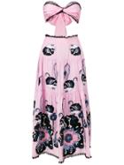 Yuliya Magdych Cut-out Poppy Print Dress - Pink & Purple