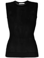 Givenchy Ribbed Sheer Vest Top - Black