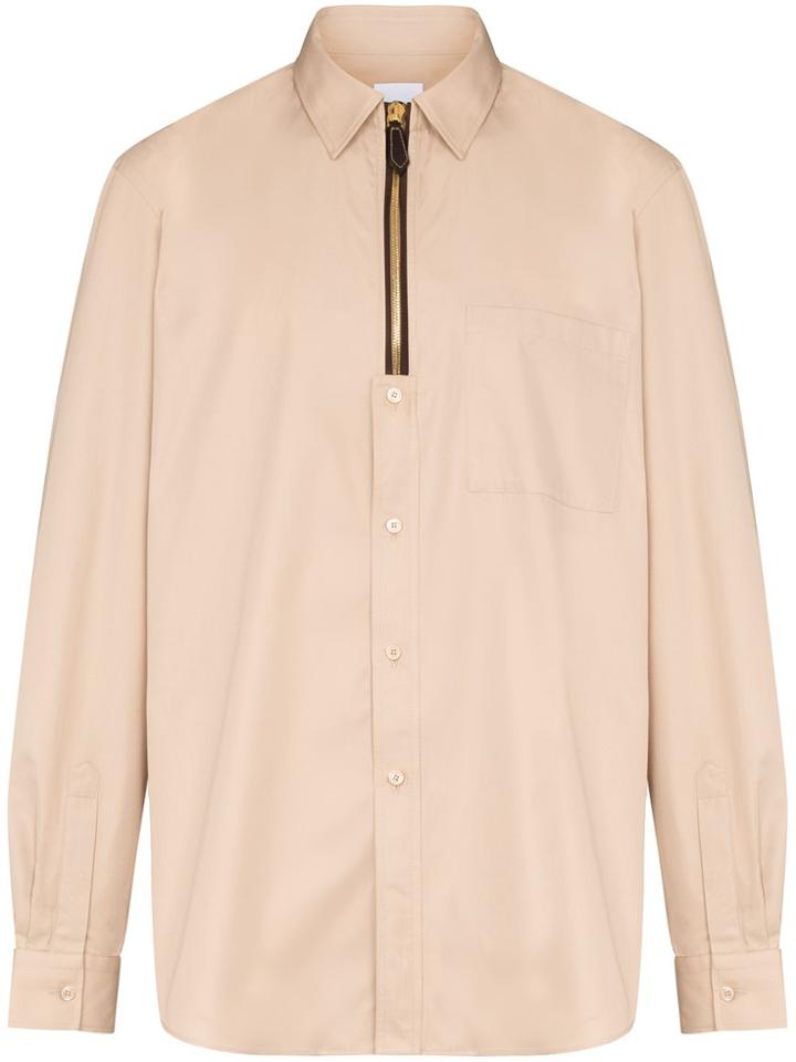 Burberry Half Zip Shirt - Brown