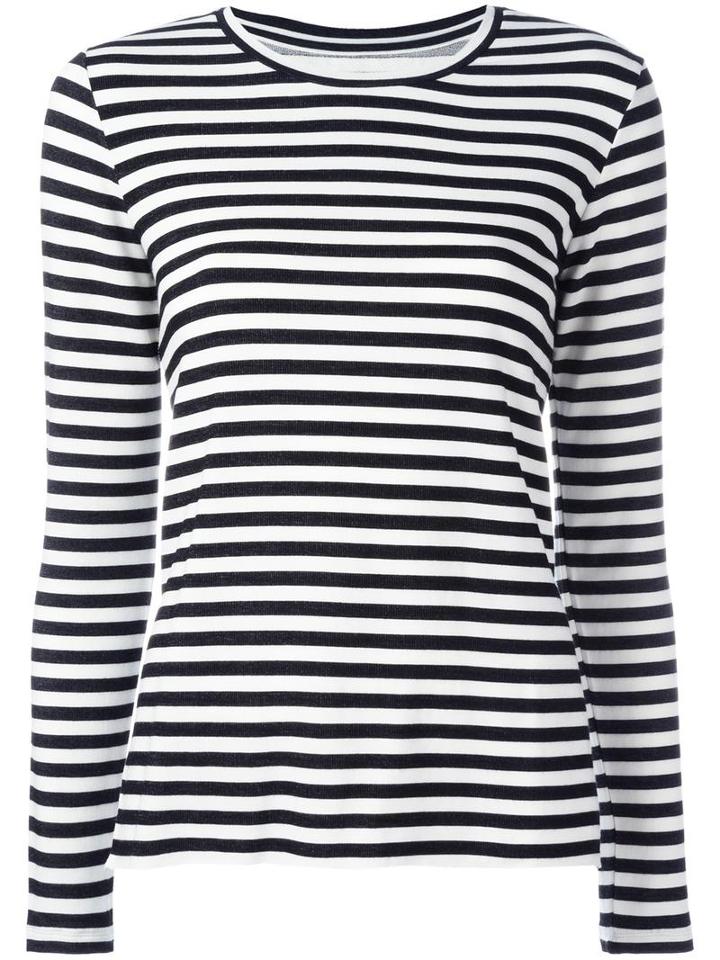 Majestic Filatures Striped Long Sleeved Top, Women's, Size: 2, White, Viscose/spandex/elastane