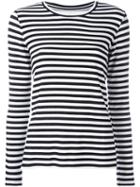 Majestic Filatures Striped Long Sleeved Top, Women's, Size: 2, White, Viscose/spandex/elastane