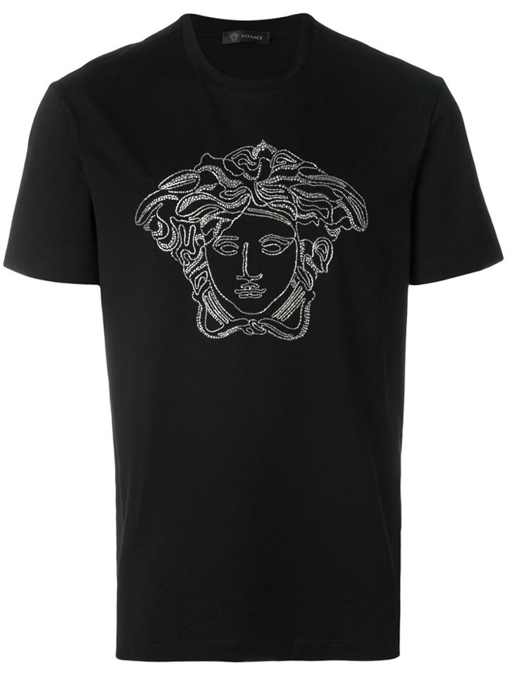 Versace Medusa Crystal-embellished T-shirt - Black