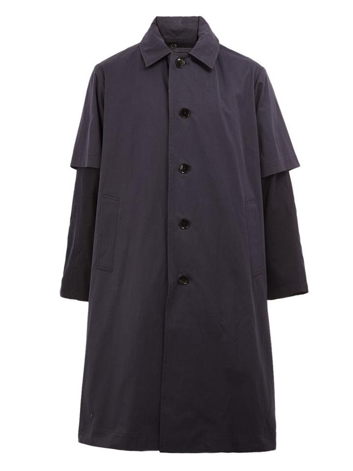 08sircus Overlay Sleeve Coat, Men's, Size: 5, Blue, Cotton/wool