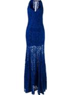 Martha Medeiros - Lace Maxi Dress - Women - Silk/polyester/acetate - 38, Blue, Silk/polyester/acetate