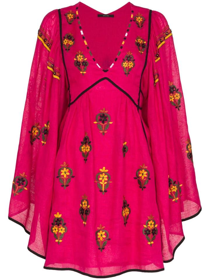 Vita Kin Jasmine V-neck Floral Embroidered Linen Dress - Unavailable