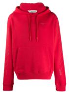 Off-white Logo Panelled Hoodie - Red