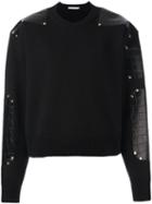 Givenchy Leather Patch Knitted Sweater, Women's, Size: Small, Black, Calf Leather/wool