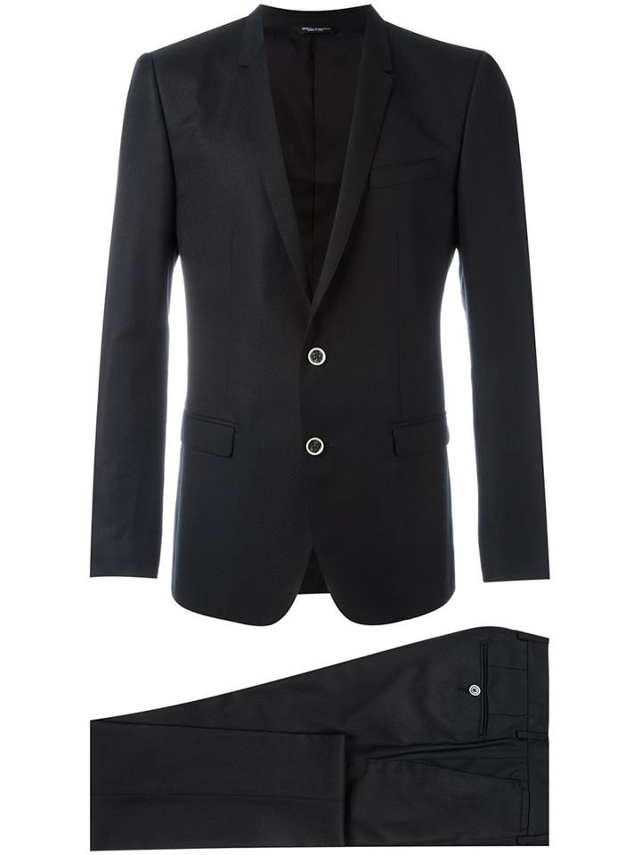 Dolce & Gabbana Two Piece Suit, Men's, Size: 48, Black, Silk/cupro/viscose/virgin Wool