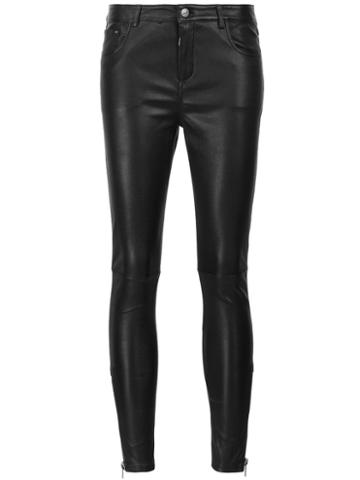 Anine Bing Skinny Leather Pants, Women's, Size: Medium, Black, Calf Leather