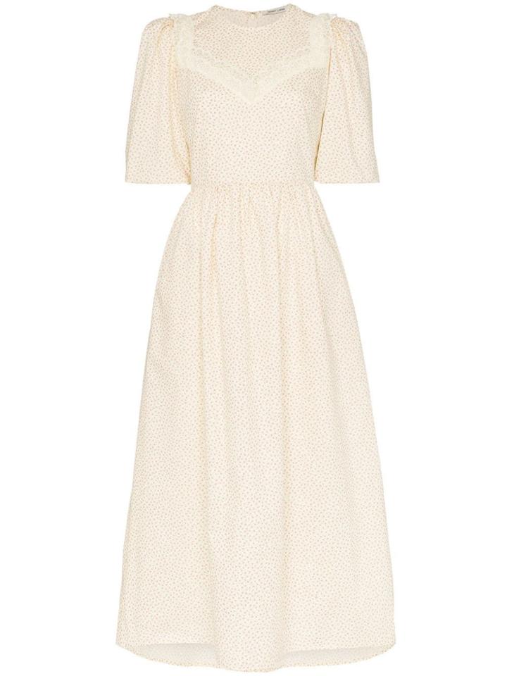 Sandy Liang Floral Print Puff Sleeve Cotton Dress - Yellow