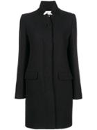 Closed Mid-length Buttoned Coat - Black
