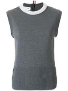 Thom Browne Pearl Applique Wool Shell Top - Grey