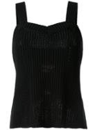 Muveil - Fisherman Knit Tie Back Top - Women - Cotton/acrylic - 38, Black, Cotton/acrylic