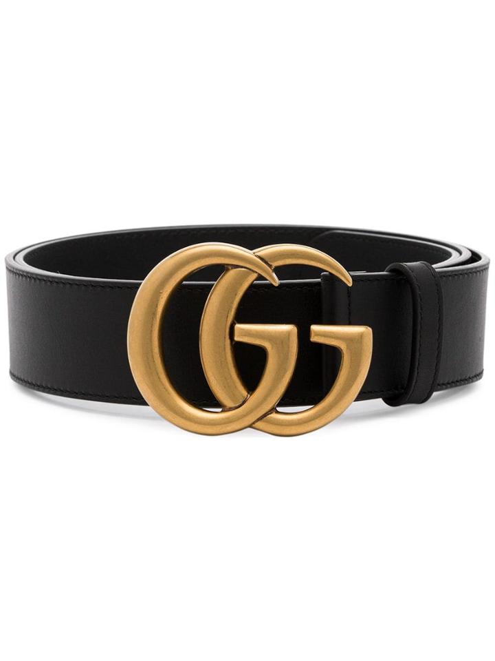 Gucci Black Marmont Leather Gg Logo Belt