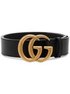 Gucci Black Marmont Leather Gg Logo Belt
