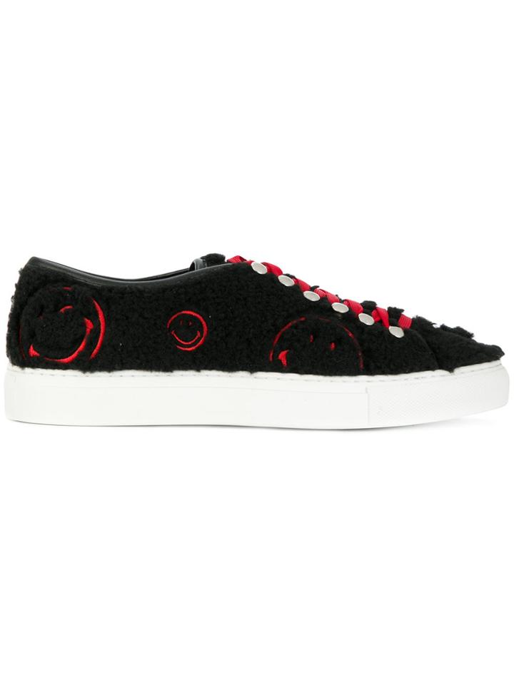 Joshua Sanders Faux Fur Smiley Sneakers - Black