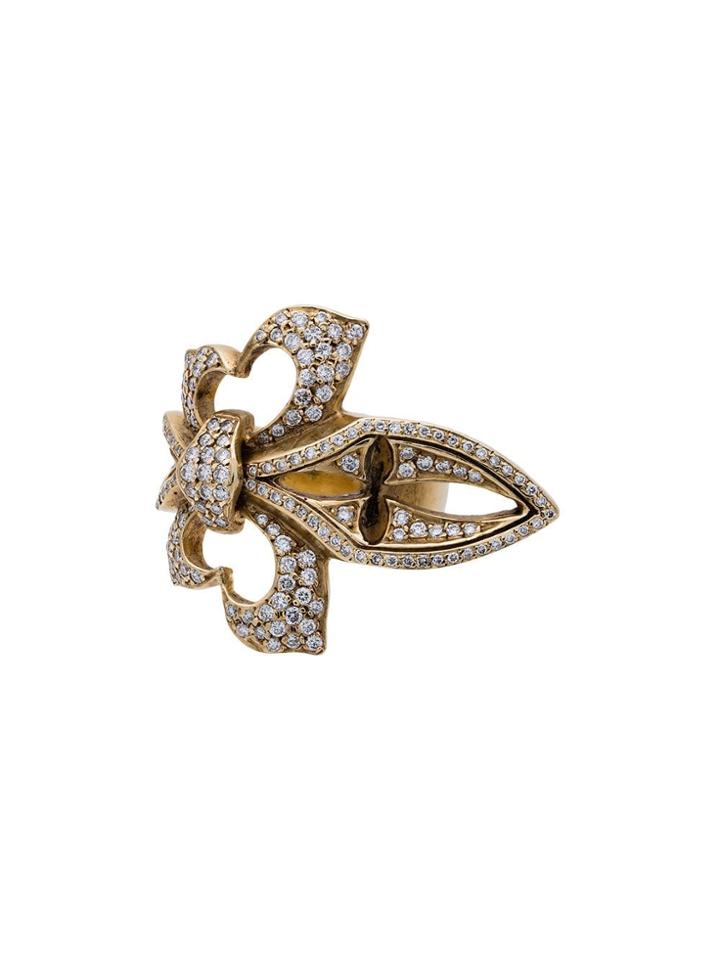 Loree Rodkin 18k Gold And Diamond Fleur De Lis Ring - Metallic