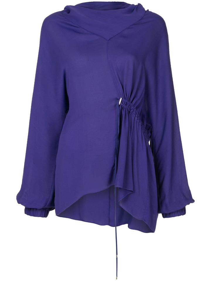 Tibi Georgette Drawstring Detail Hoodie - Purple