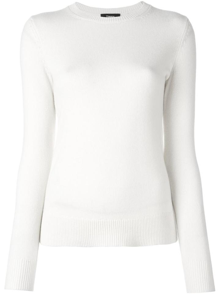 Theory Crew Neck Jumper, Women's, Size: Small, White, Cashmere