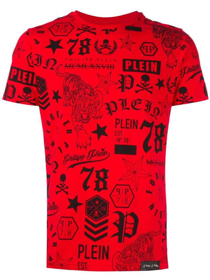 Philipp Plein 'so Black' T-shirt, Men's, Size: Xl, Red, Cotton
