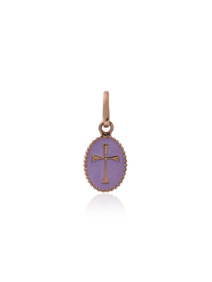 Gigi Clozeau Purple 18k Gold Cross Medallion - Pink & Purple