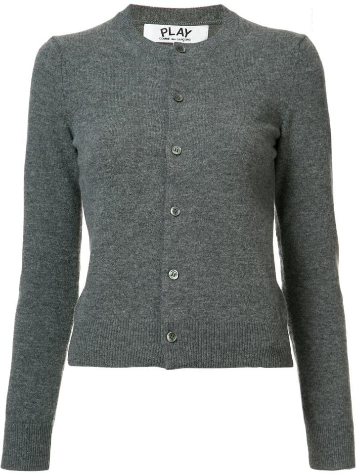 Comme Des Garçons Play Heart Patch Cardigan, Women's, Size: Small, Grey, Wool