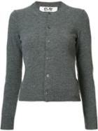 Comme Des Garçons Play Heart Patch Cardigan, Women's, Size: Small, Grey, Wool