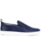 Versace Medusa Slip-on Sneakers, Men's, Size: 40.5, Blue, Calf Leather/leather/rubber