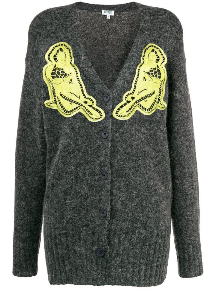 Kenzo Crochet Detail Cardigan - Grey