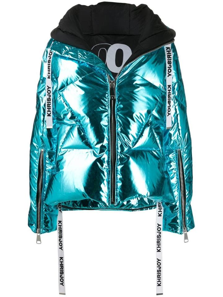 Khrisjoy Metallized Goose Down Puffer Jacket - Blue