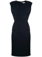 Estnation - V-neck Mini Shift Dress - Women - Polyester - 36, Black, Polyester