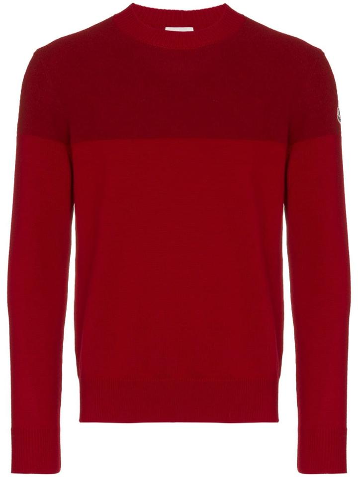 Moncler Red Tricot Stripe Virgin Wool Jumper