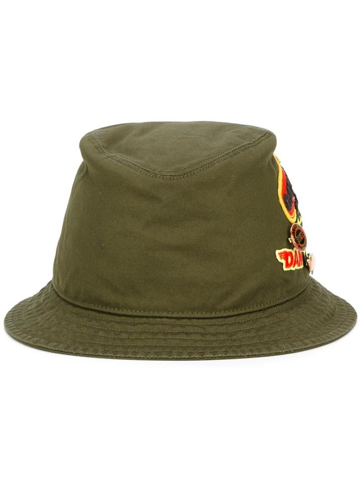 Dsquared2 Logo Patch Bucket Hat, Men's, Size: Small, Green, Cotton/brass/polyester
