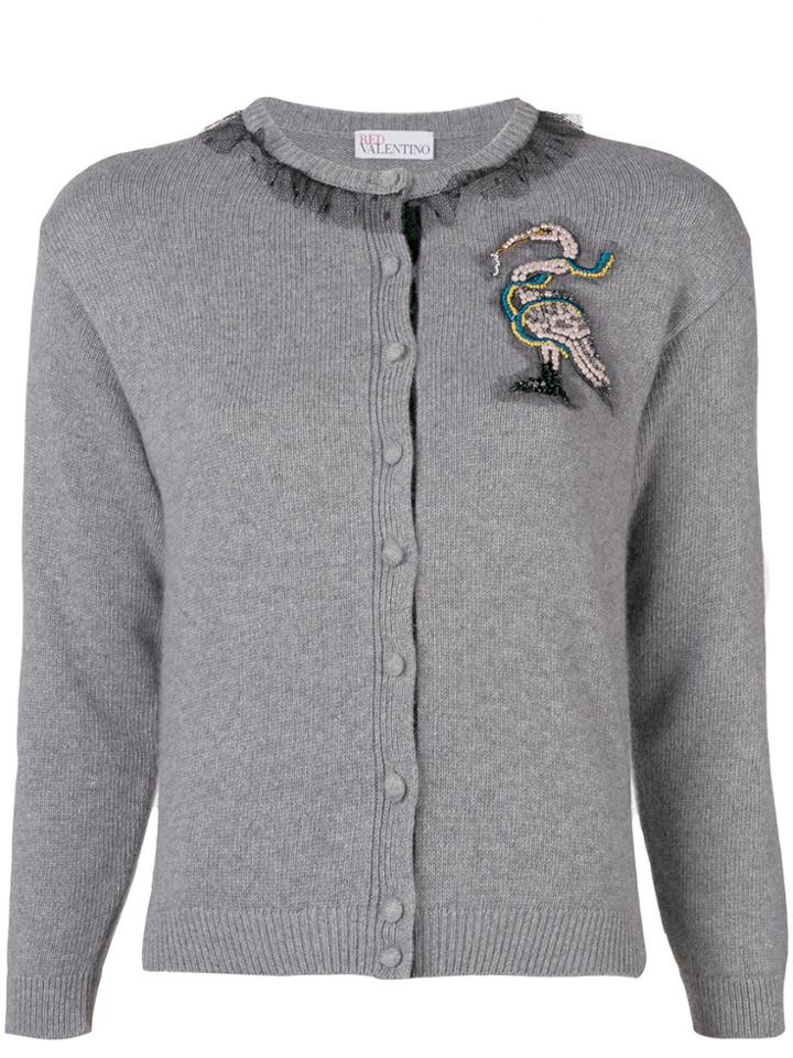 Red Valentino Embellished Patch Cardigan - Grey