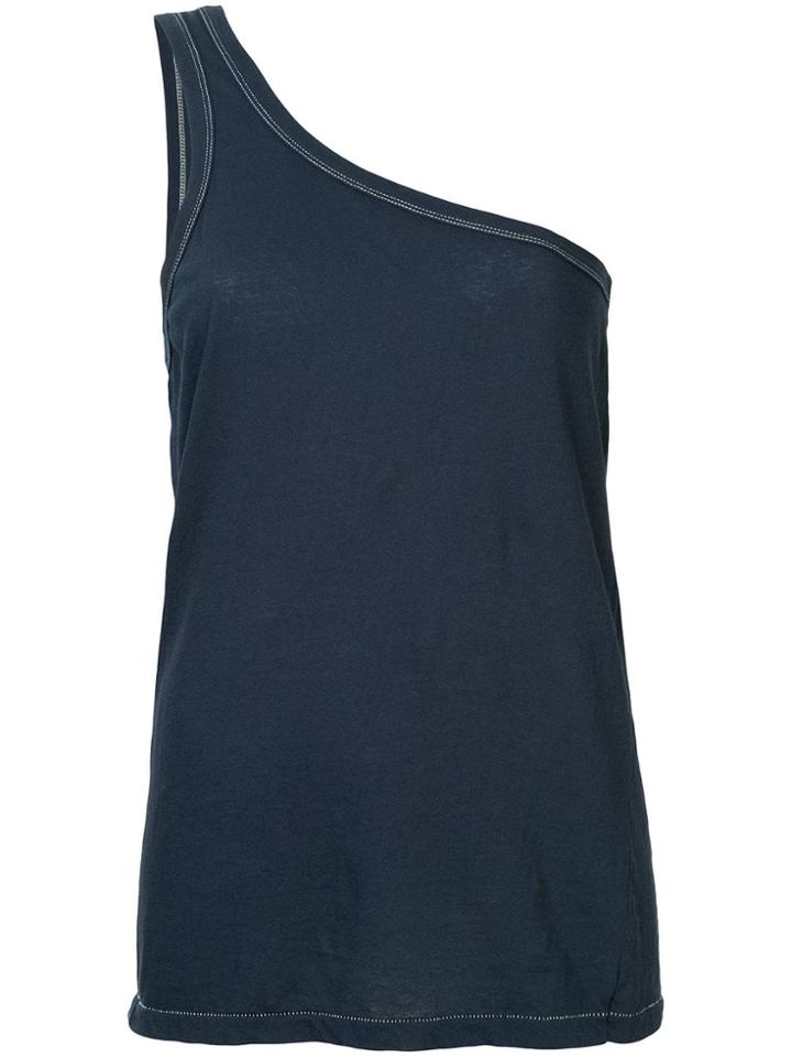 Bassike One Shoulder Tank Top - Classic Navy