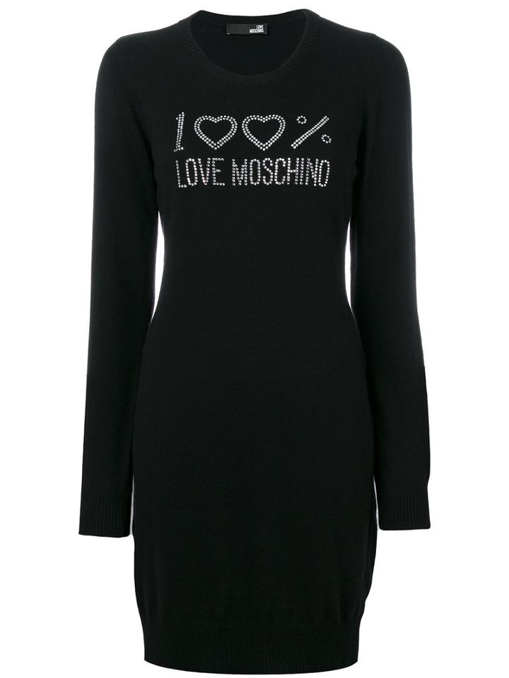 Love Moschino - Long Sleeved Dress - Women - Polyamide/viscose/cashmere/virgin Wool - 38, Black, Polyamide/viscose/cashmere/virgin Wool