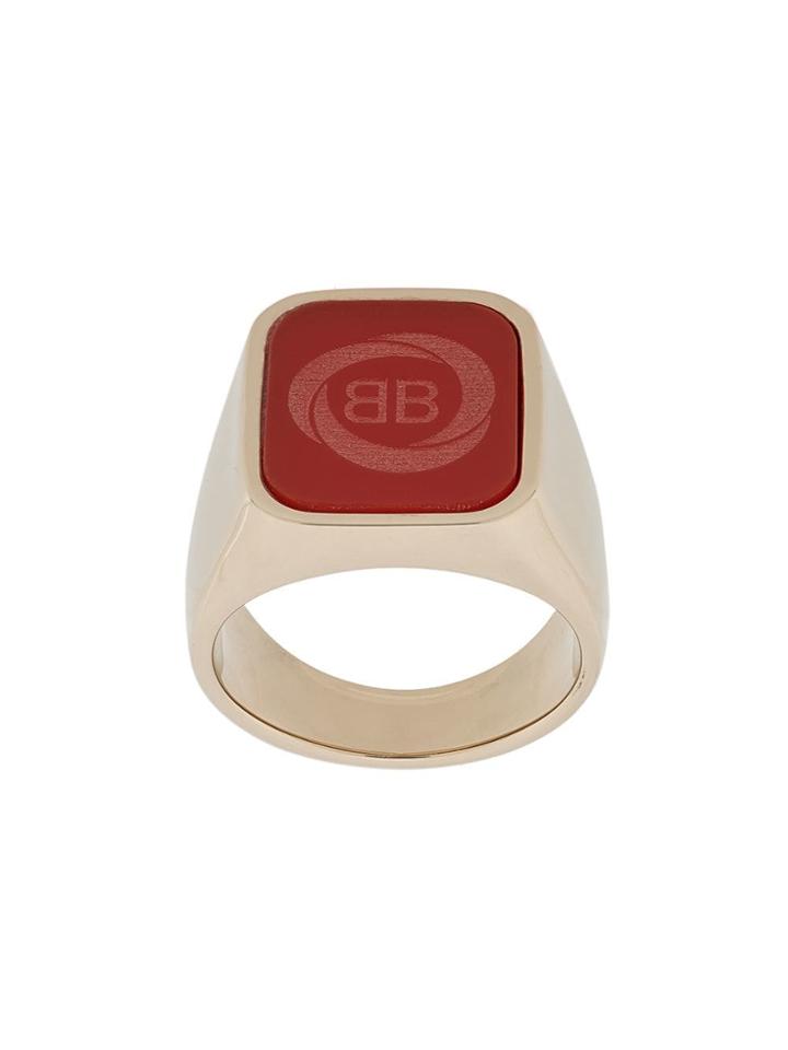 Balenciaga Logo Signet Ring - Red