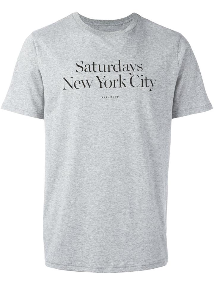Saturdays Surf Nyc Logo Print T-shirt, Men's, Size: Xl, Grey, Cotton
