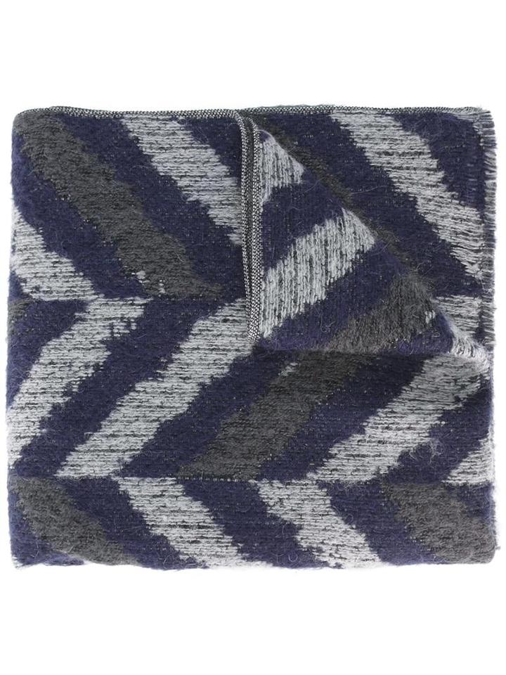 Al Duca D'aosta 1902 Chevron Print Scarf, Men's, Blue, Acrylic/polyamide/mohair/virgin Wool
