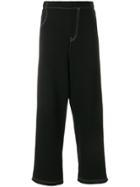 Mm6 Maison Margiela Cropped Contrast Stitch Trousers - Black