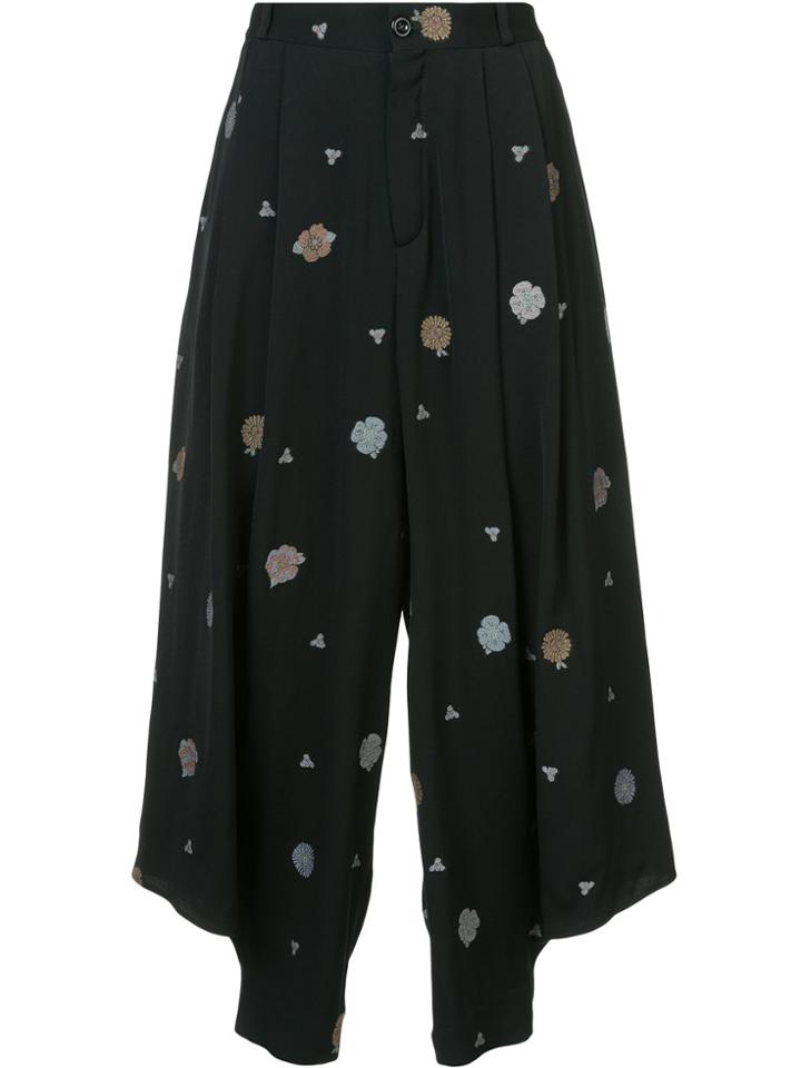 Chloé Floral Harem Trousers - Black