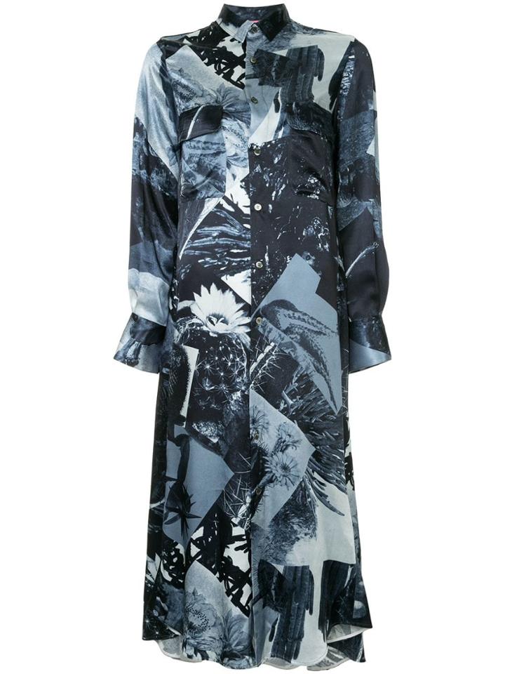 Y's Patchwork Shirt-dress - Blue