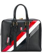 Thom Browne Small Holdall With Red, White And Blue Diagonal Stripe In