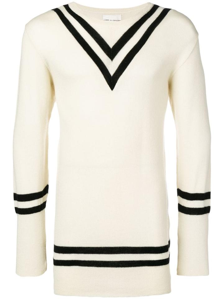Comme Des Garçons Pre-owned Stripes Detailing Jumper - White