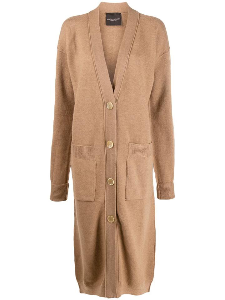 Erika Cavallini Oversized V-neck Cardigan - Brown