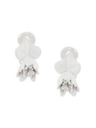 Oscar De La Renta Painted Ivy Button Earrings - White