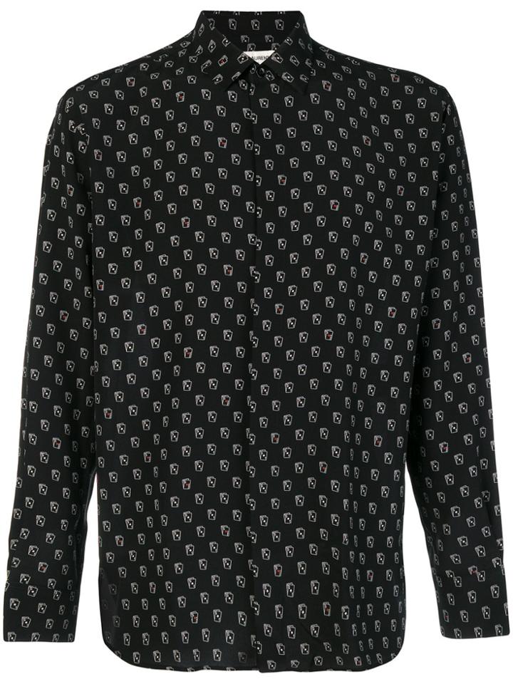 Saint Laurent Card Print Shirt - Black