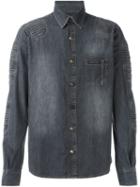 Philipp Plein Ribbed Panel Denim Shirt, Men's, Size: L, Grey, Cotton