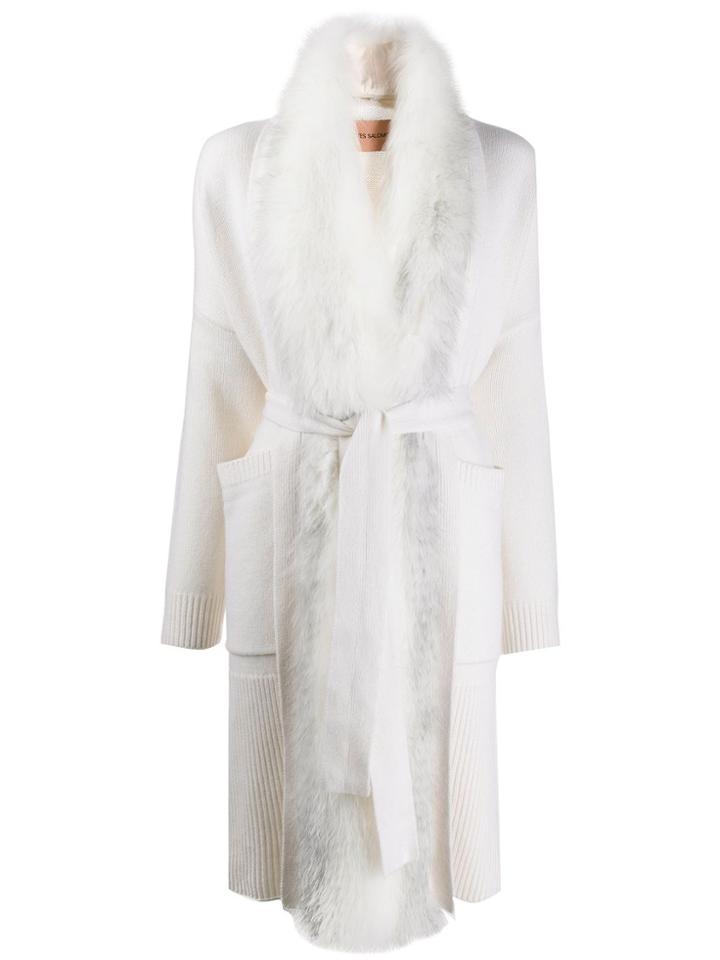Yves Salomon Belted Cardi-coat - White